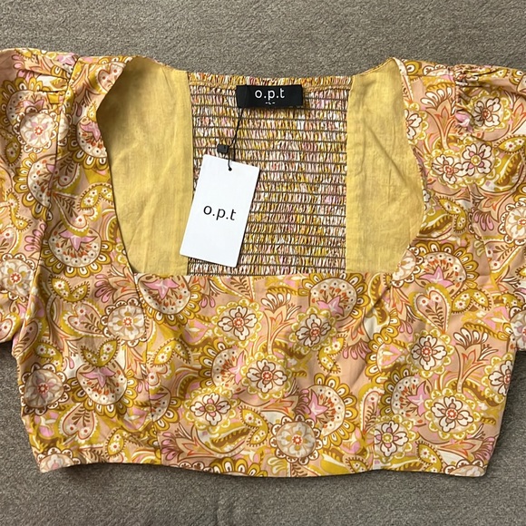 (OPT) Anthropologie Brand New Mustard Paisley Sana Two Piece Set - Picture 7 of 9